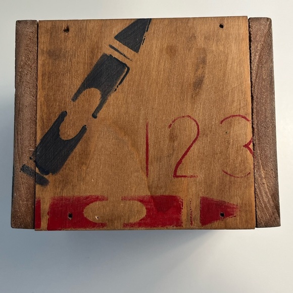 Antique Crayola Crayon Square Wood Toy Coin Bank - Picture 11 of 15